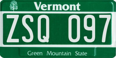 VT license plate ZSQ097