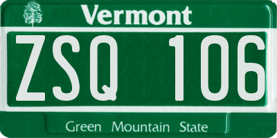 VT license plate ZSQ106