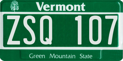 VT license plate ZSQ107