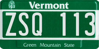 VT license plate ZSQ113