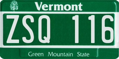 VT license plate ZSQ116