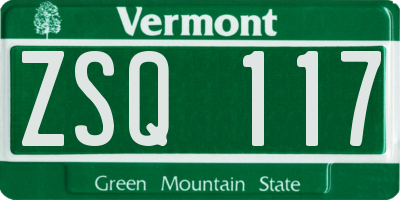VT license plate ZSQ117