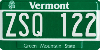VT license plate ZSQ122