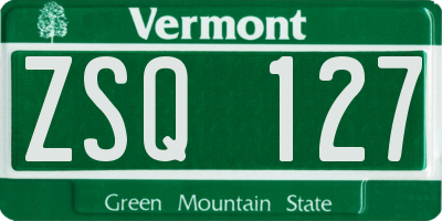 VT license plate ZSQ127