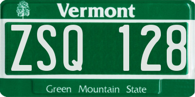 VT license plate ZSQ128