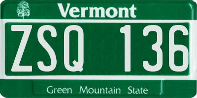 VT license plate ZSQ136