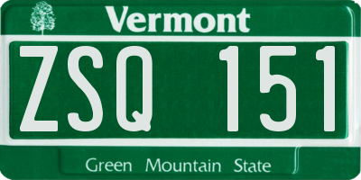 VT license plate ZSQ151