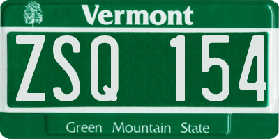 VT license plate ZSQ154