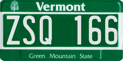 VT license plate ZSQ166