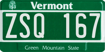 VT license plate ZSQ167