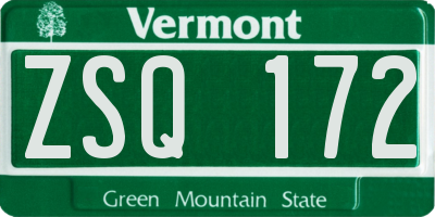VT license plate ZSQ172