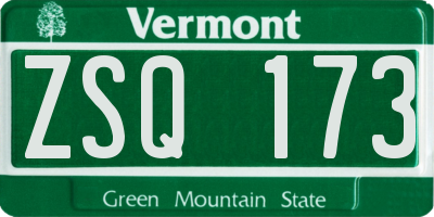 VT license plate ZSQ173