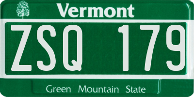 VT license plate ZSQ179