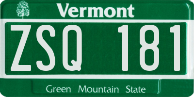 VT license plate ZSQ181