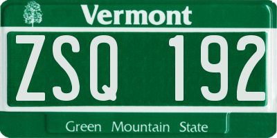 VT license plate ZSQ192