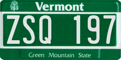 VT license plate ZSQ197
