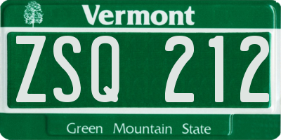 VT license plate ZSQ212