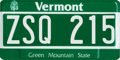 VT license plate ZSQ215