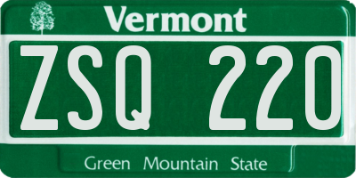 VT license plate ZSQ220
