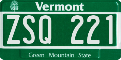 VT license plate ZSQ221