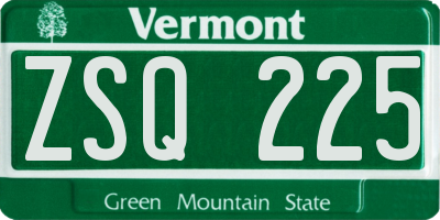VT license plate ZSQ225