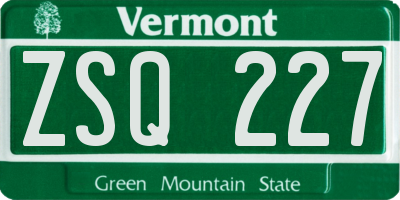 VT license plate ZSQ227