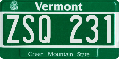 VT license plate ZSQ231