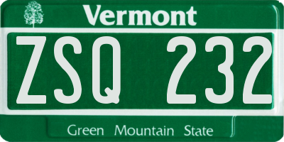 VT license plate ZSQ232