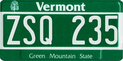 VT license plate ZSQ235
