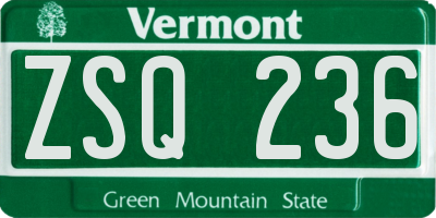 VT license plate ZSQ236