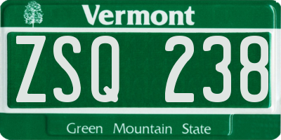 VT license plate ZSQ238