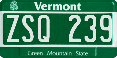 VT license plate ZSQ239