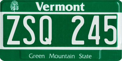 VT license plate ZSQ245