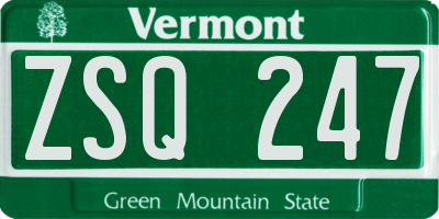 VT license plate ZSQ247