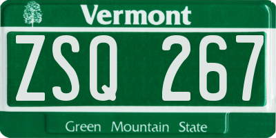 VT license plate ZSQ267