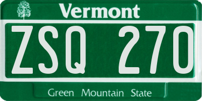 VT license plate ZSQ270
