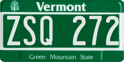 VT license plate ZSQ272