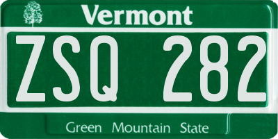VT license plate ZSQ282