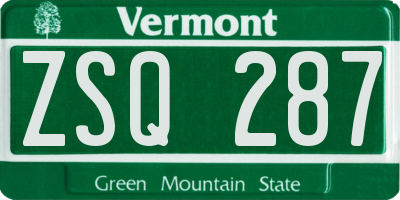 VT license plate ZSQ287