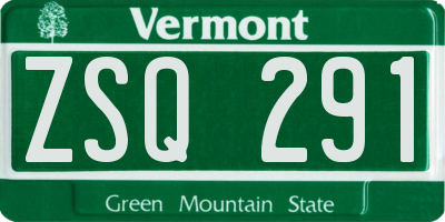 VT license plate ZSQ291