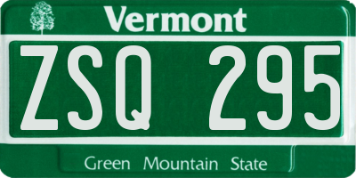 VT license plate ZSQ295