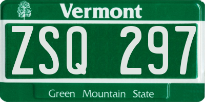 VT license plate ZSQ297