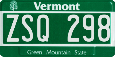 VT license plate ZSQ298