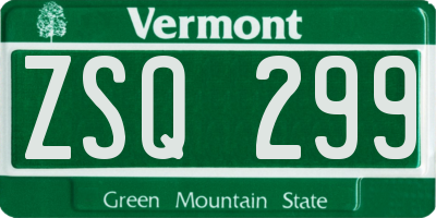 VT license plate ZSQ299