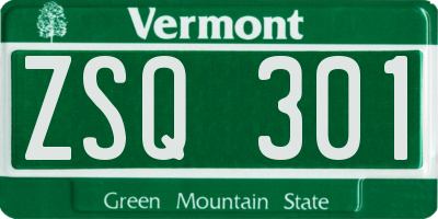 VT license plate ZSQ301