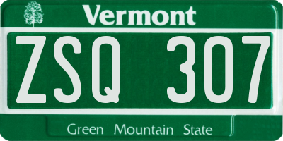 VT license plate ZSQ307