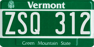 VT license plate ZSQ312