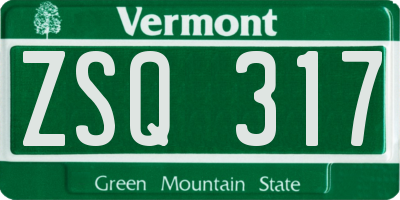 VT license plate ZSQ317