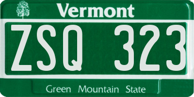 VT license plate ZSQ323