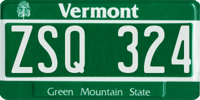VT license plate ZSQ324